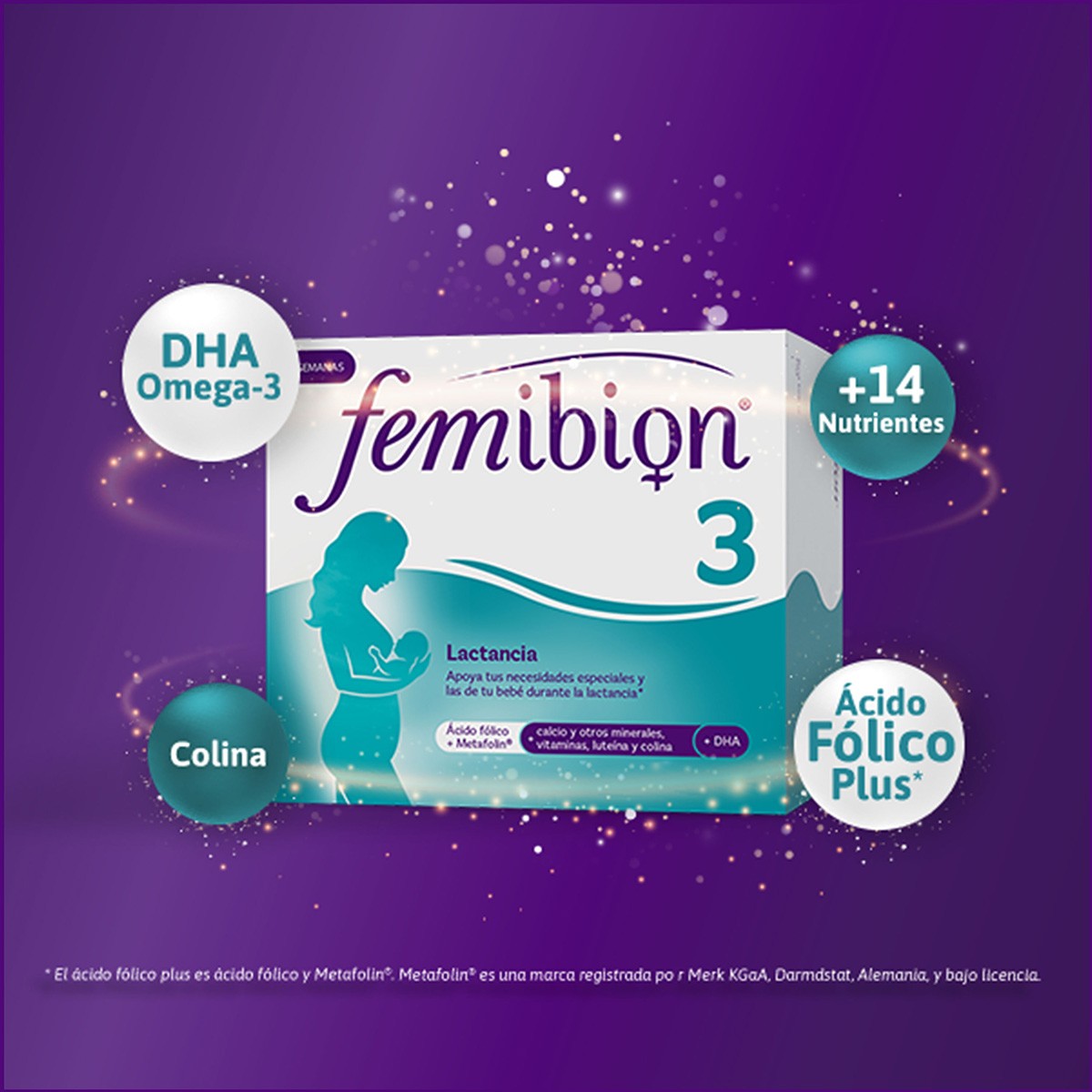 Femibion 3 multivitaminas mujer lactancia con ácido fólico 28caps + 
28comp